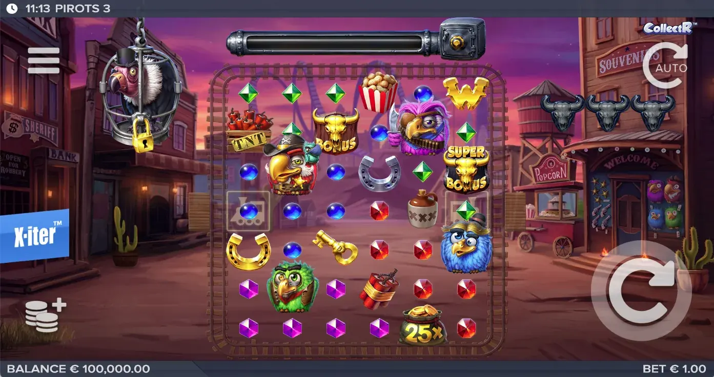 Pirots 3 startscherm in demomodus