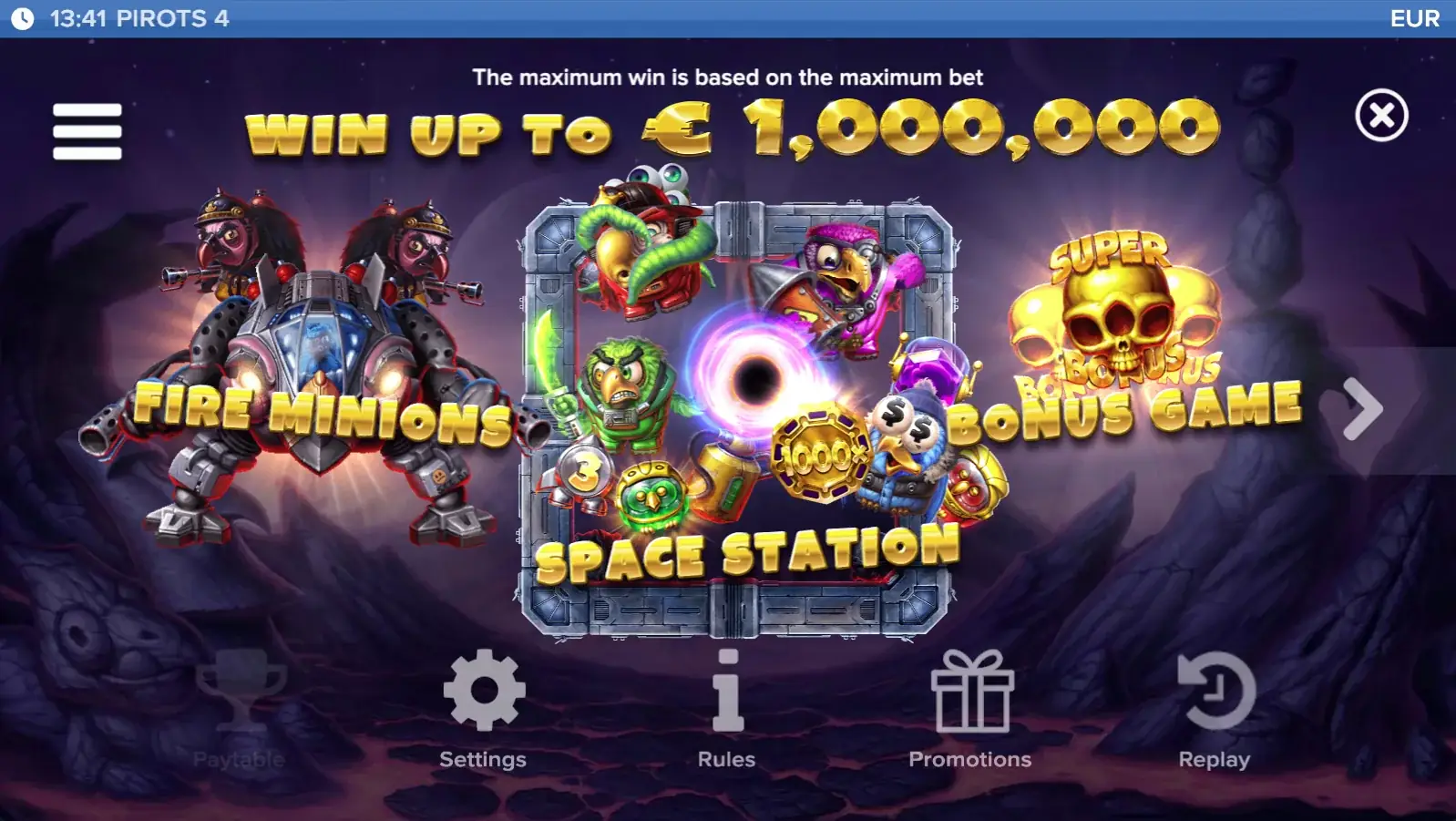 Pirots 4 Inferno paytable 1