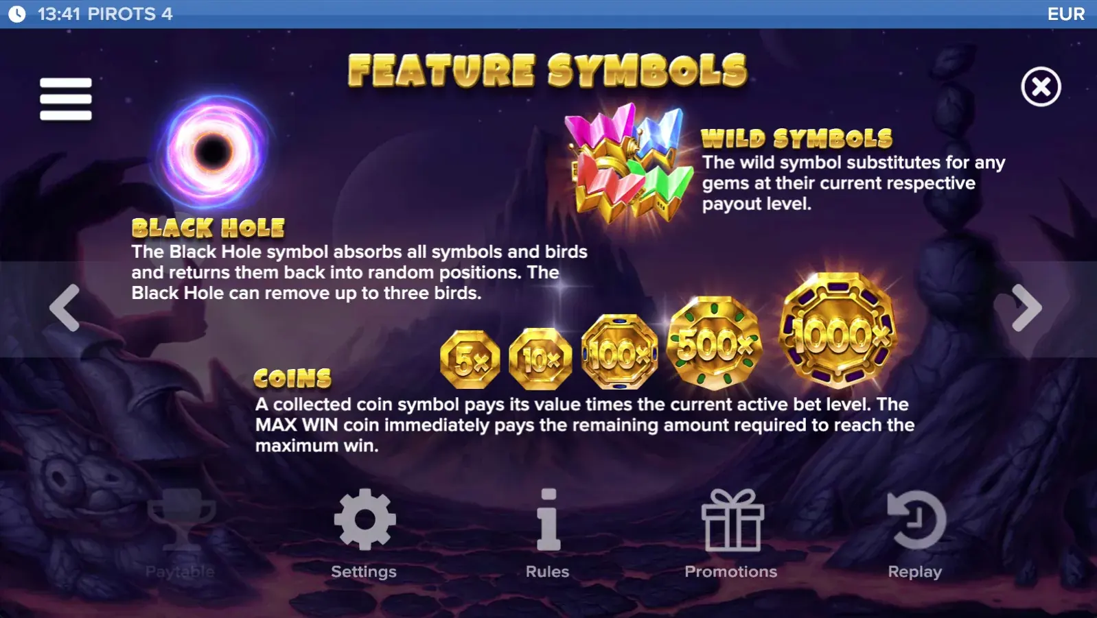 Pirots 4 Inferno paytable 3
